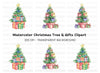 Christmas Trees with Presents Clipart Bundle
