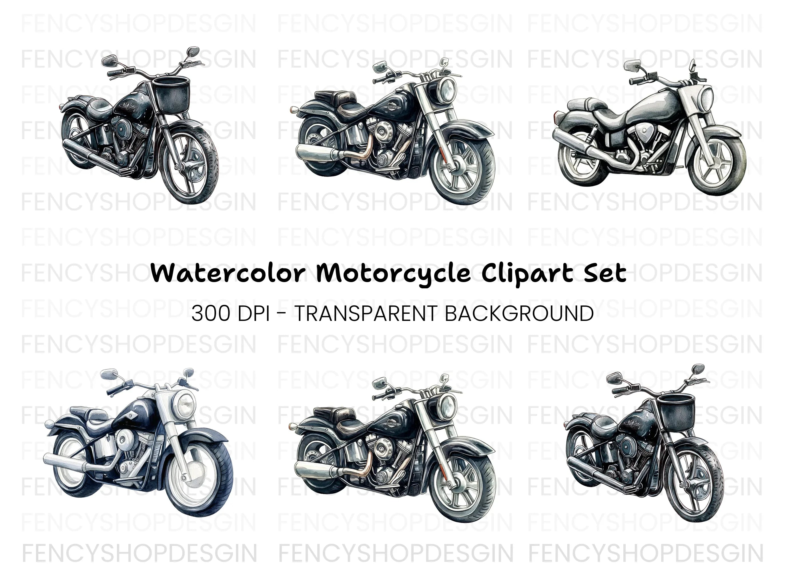 Classic Motorcycle Clipart Bundle