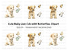 Lion Cubs and Butterflies Clipart Bundle
