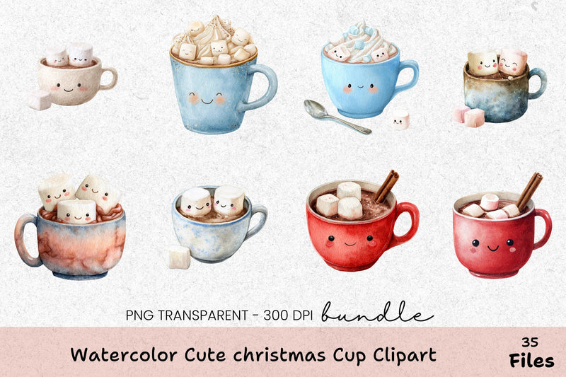 Cute Christmas Cup Clipart Bundle - CraftNest - Digital Crafting and Art