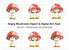 Angry Mushroom Clipart Bundle