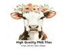 Cute Floral Cow Head Clipart Bundle