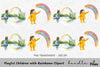 Playful Children with Rainbows Clipart Bundle