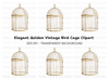 Vintage Gold Bird Cage Clipart Bundle