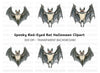 Spooky Bat with Red Eyes Clipart Bundle