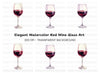 Deep Red Wine Glasses Clipart Bundle