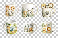 Safari Animals Mug Wrap Design Bundle - CraftNest - Digital Crafting and Art