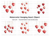 Hanging Red Heart Ornaments Clipart Bundle