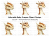 Cute Baby Dragon Head Clipart Bundle