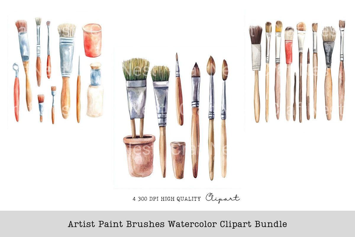Artist Paint Brushes Clipart Bundle