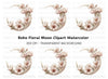 Floral Crescent Moon Clipart Bundle