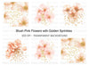Blush Flowers Gold Glitter Clipart Bundle