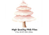 Whimsical Pink Christmas Tree Clipart Bundle