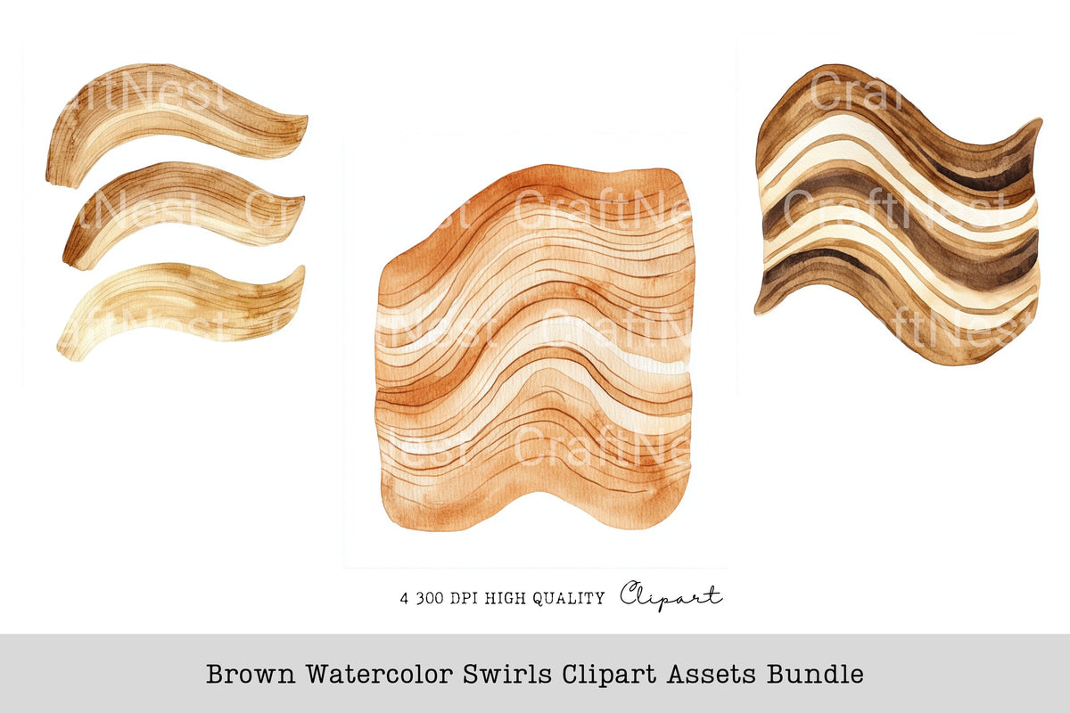 Brown Swirls Clipart Bundle