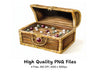 Open Treasure Chests with Gems Clipart Bundle