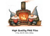 Gnomes by Fireplace Clipart Bundle