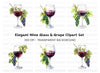 Elegant Wine Glasses with Grapes Clipart Bundle
