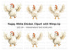 Cute White Chicken Clipart Bundle