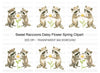 Cute Raccoons with Daisy Clipart Bundle
