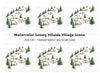 Winter Mountain Village Clipart Bundle