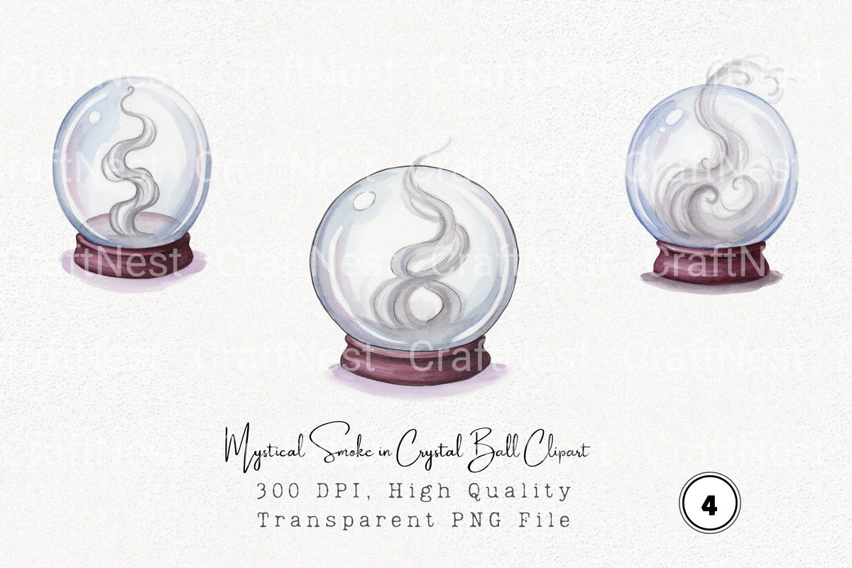 Mystical Smoke In Crystal Ball Clipart Bundle