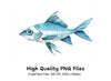 Geometric Blue Fish Clipart Bundle