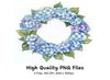 Blue Hydrangea Wreaths Clipart Bundle