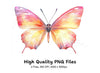 Pink and Orange Butterflies Clipart Bundle