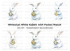 White Rabbit with Pocket Watch Clipart Bundle