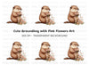 Sweet Groundhog Holding Flowers Clipart Bundle