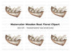 Small Wooden Boat with Pink Flowers Clipart Bundle