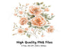 Peach Rose Bouquet Clipart Bundle