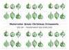 Green Christmas Ornaments Clipart Bundle