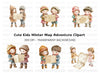 Cute Kids Exploring Maps Clipart Bundle