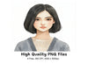 Asian Girl Bob Haircut Clipart Bundle