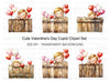 Cute Cupid with Heart Balloons Clipart Bundle