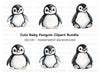 Cute Baby Penguin Clipart Bundle