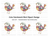 Cute Patchwork Bird Clipart Bundle