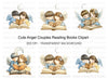 Cute Angel Couples Reading Clipart Bundle