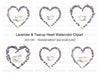 Lavender Heart and Teacup Clipart Bundle