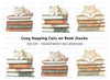 Sleeping Cats on Books Clipart Bundle