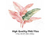 Pink and Green Tropical Leaf Clipart Bundle