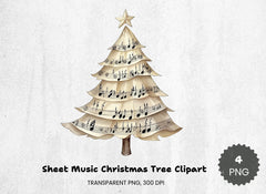 Christmas Tree Clipart Bundle: Festive Sheet Music Designs - CraftNest - Digital Crafting and Art