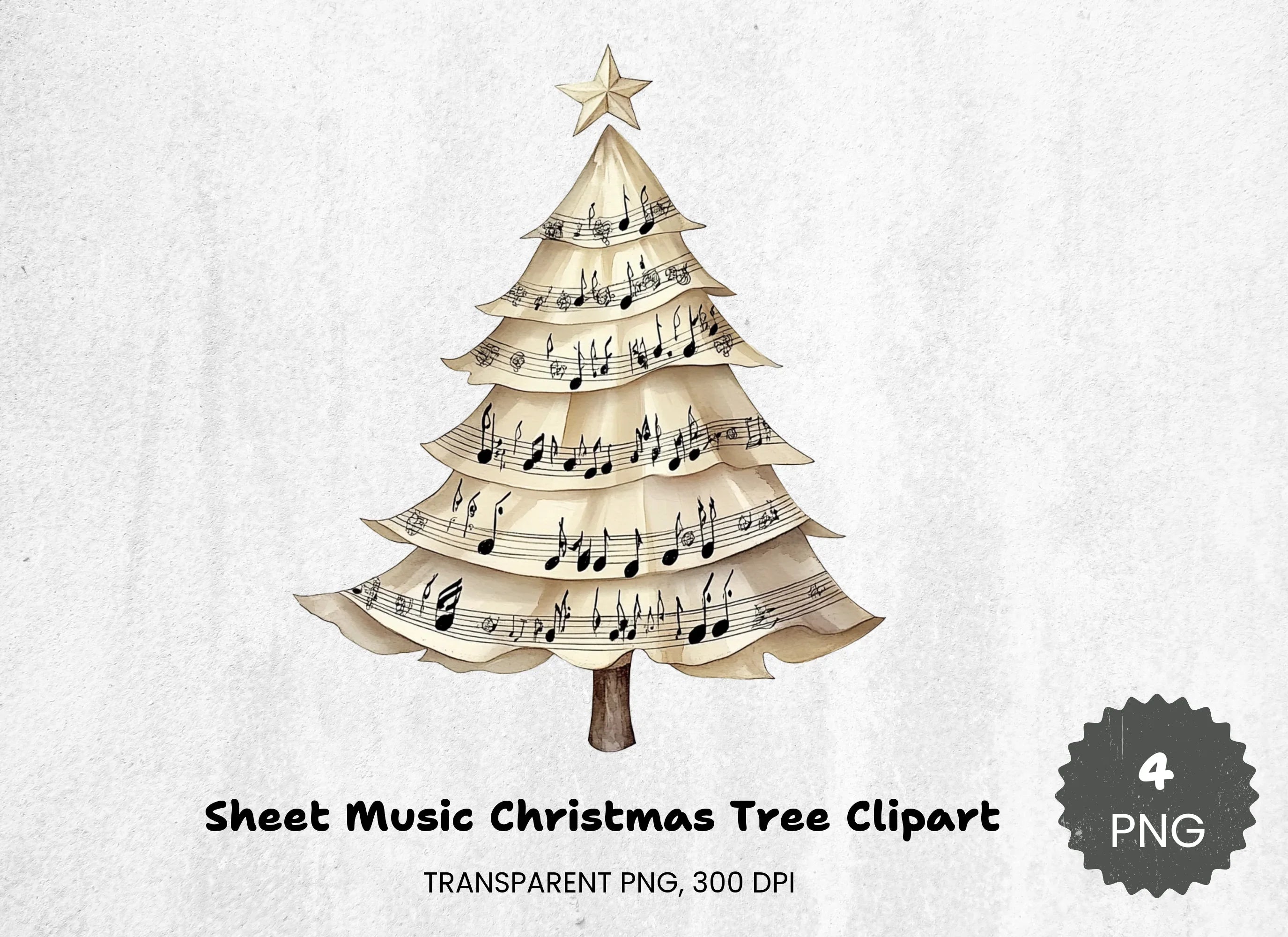 Christmas Tree Clipart Bundle: Festive Sheet Music Designs - CraftNest - Digital Crafting and Art