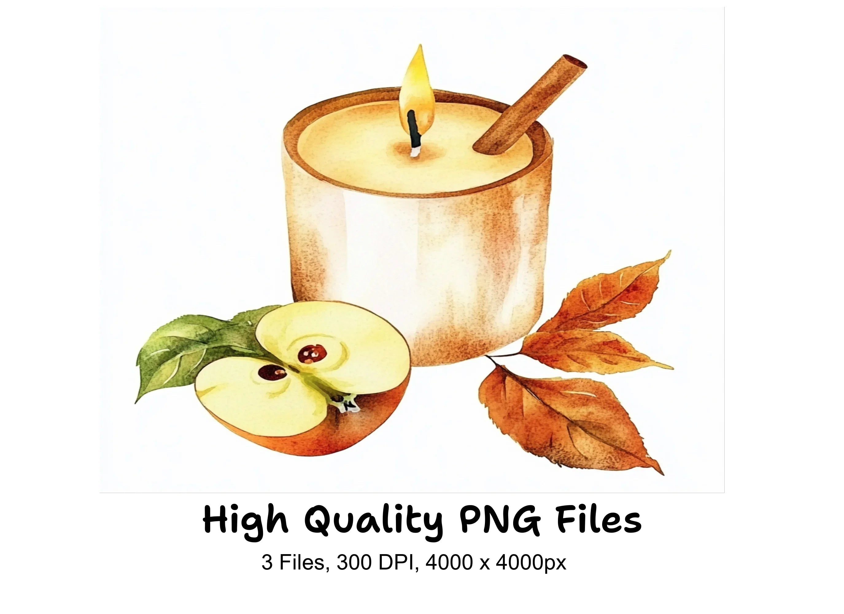 Apple Cinnamon Candle Clipart Bundle