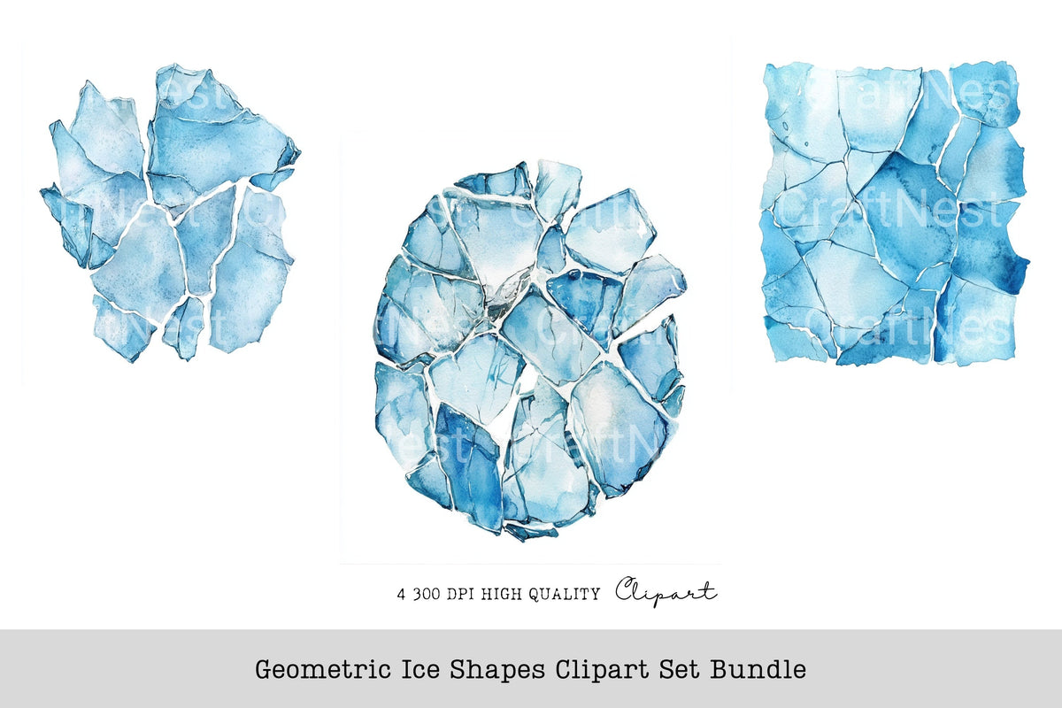 Geometric Ice Shapes Clipart Bundle