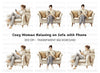 Relaxing Woman on Couch Clipart Bundle