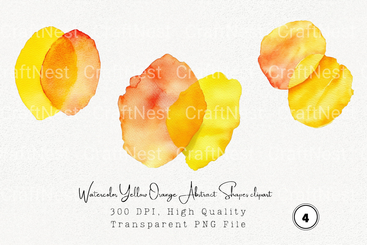 Yellow Orange Abstract Shapes Clipart Bundle