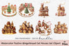 Festive Gingerbread Cat Houses Clipart Bundle