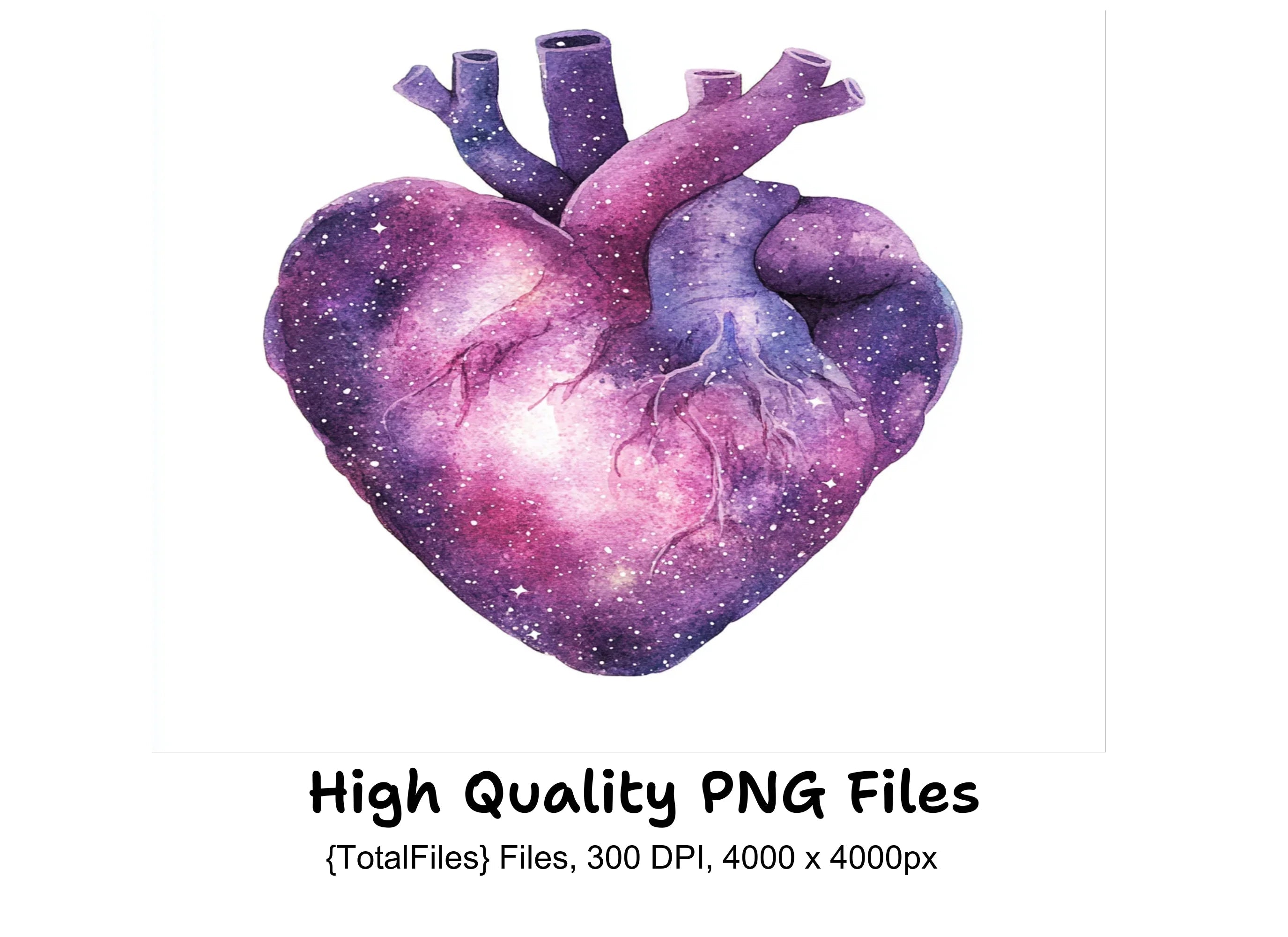 Galaxy Heart Clipart Bundle